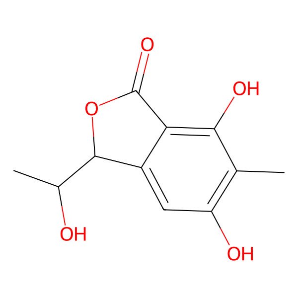 2D Structure of 5,7-dihydroxy-3-(1-hydroxyethyl)-6-methyl-3H-2-benzofuran-1-one