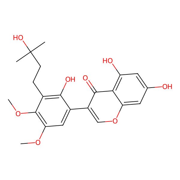 2D Structure of 5,7-Dihydroxy-3-[2-hydroxy-3-(3-hydroxy-3-methylbutyl)-4,5-dimethoxyphenyl]chromen-4-one