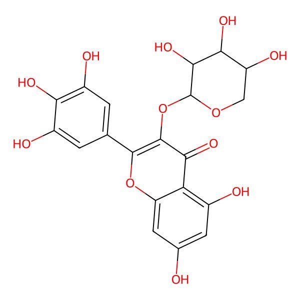 2D Structure of 5,7-dihydroxy-3-[(2R,3S,4R,5R)-3,4,5-trihydroxyoxan-2-yl]oxy-2-(3,4,5-trihydroxyphenyl)chromen-4-one