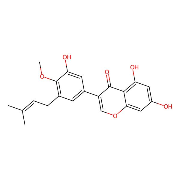 2D Structure of 5,7-Dihydroxy-3-[3-hydroxy-4-methoxy-5-(3-methylbut-2-enyl)phenyl]chromen-4-one