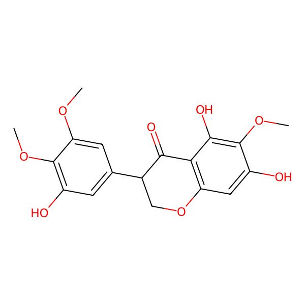 2D Structure of 5,7-Dihydroxy-3-(3-hydroxy-4,5-dimethoxyphenyl)-6-methoxy-2,3-dihydrochromen-4-one