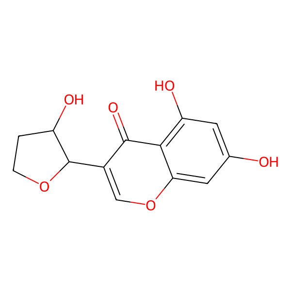 2D Structure of 5,7-Dihydroxy-3-(3-hydroxyoxolan-2-yl)chromen-4-one