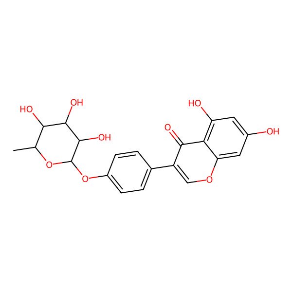 2D Structure of 5,7-dihydroxy-3-[4-[(2S,3S,4R,5R,6S)-3,4,5-trihydroxy-6-methyloxan-2-yl]oxyphenyl]chromen-4-one