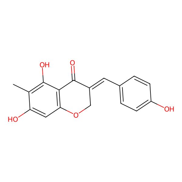 2D Structure of 5,7-Dihydroxy-3-[(4-hydroxyphenyl)methylidene]-6-methylchromen-4-one