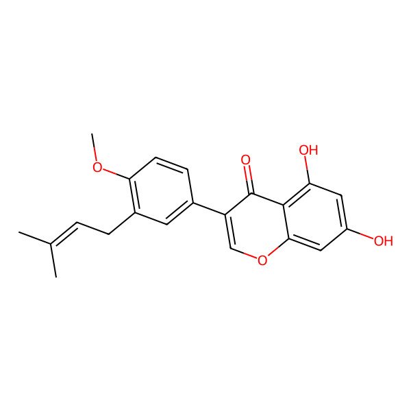 2D Structure of 5,7-Dihydroxy-3-[4-methoxy-3-(3-methylbut-2-enyl)phenyl]chromen-4-one