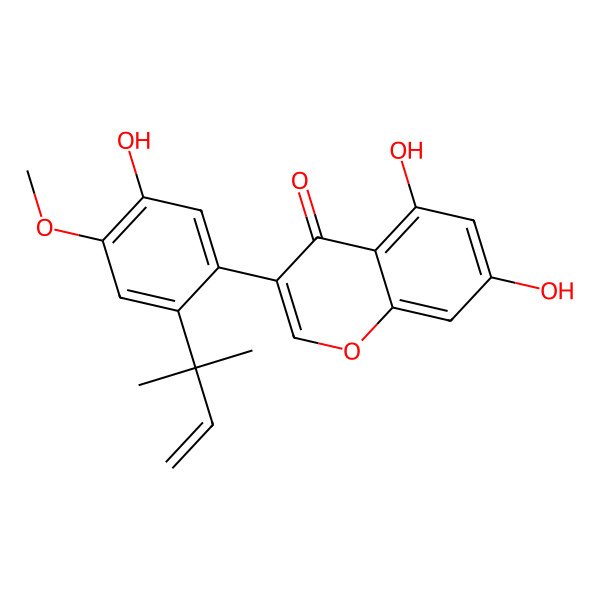 2D Structure of 5,7-Dihydroxy-3-[5-hydroxy-4-methoxy-2-(2-methylbut-3-en-2-yl)phenyl]chromen-4-one
