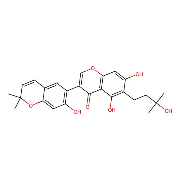 2D Structure of 5,7-Dihydroxy-3-(7-hydroxy-2,2-dimethylchromen-6-yl)-6-(3-hydroxy-3-methylbutyl)chromen-4-one