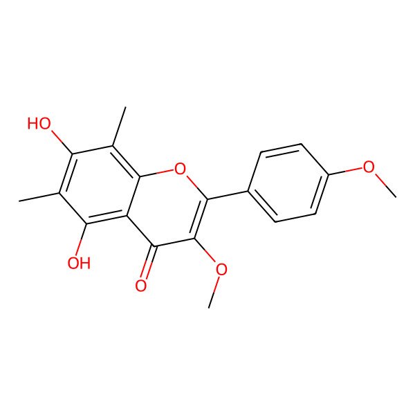 2D Structure of 5,7-Dihydroxy-3-methoxy-2-(4-methoxyphenyl)-6,8-dimethylchromen-4-one 2D Structure of 5,7-Dihydroxy-3-methoxy-2-(4-methoxyphenyl)-6,8-dimethylchromen-4-one