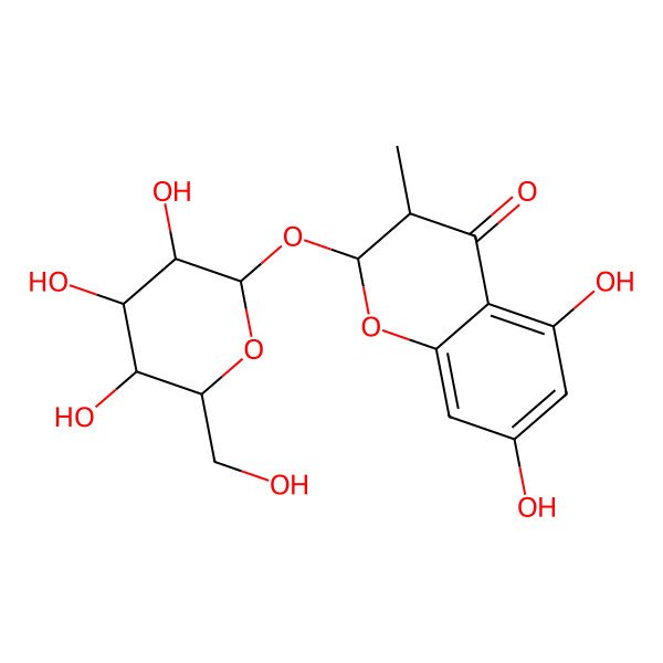 2D Structure of 5,7-Dihydroxy-3-methyl-2-[3,4,5-trihydroxy-6-(hydroxymethyl)oxan-2-yl]oxy-2,3-dihydrochromen-4-one