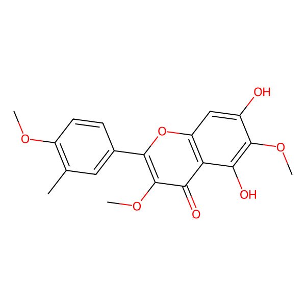 2D Structure of 5,7-Dihydroxy-3,6-dimethoxy-2-(4-methoxy-3-methylphenyl)chromen-4-one