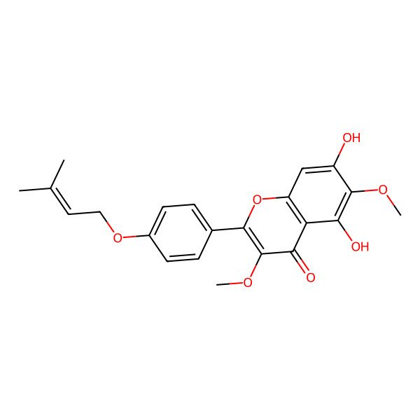 2D Structure of 5,7-Dihydroxy-3,6-dimethoxy-4'-prenyloxyflavone