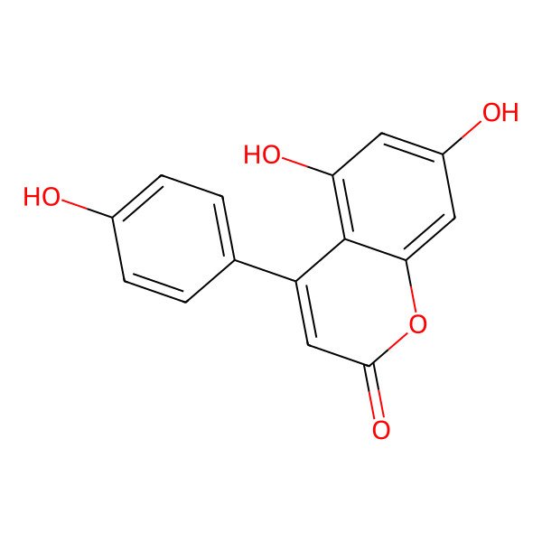 2D Structure of 5,7-Dihydroxy-4-(4-hydroxyphenyl)-2H-1-benzopyran-2-one