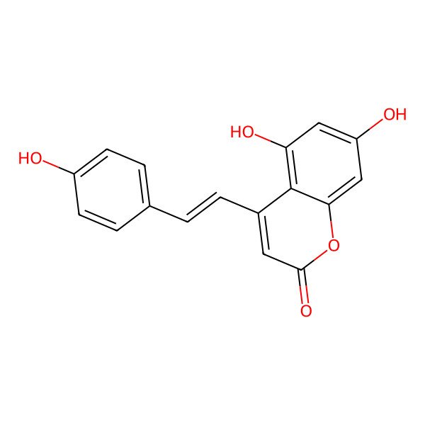 2D Structure of 5,7-dihydroxy-4-[(E)-2-(4-hydroxyphenyl)ethenyl]chromen-2-one