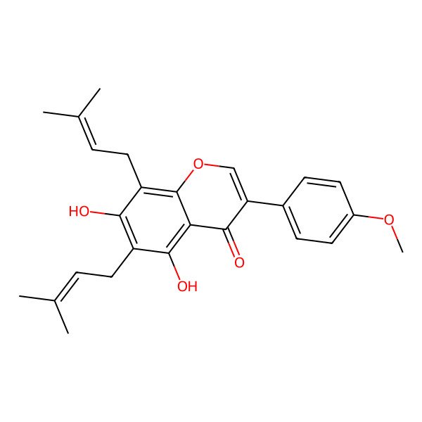 2D Structure of 5,7-Dihydroxy-4'-methoxy-6,8-diprenylisoflavone