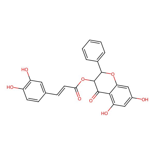 2D Structure of (5,7-Dihydroxy-4-oxo-2-phenyl-2,3-dihydrochromen-3-yl) 3-(3,4-dihydroxyphenyl)prop-2-enoate