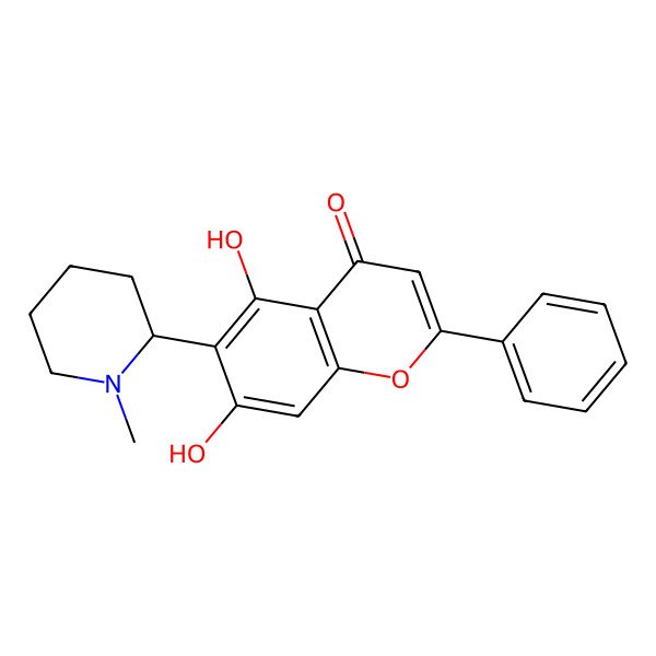 2D Structure of 5,7-Dihydroxy-6-(1-methylpiperidin-2-yl)-2-phenylchromen-4-one