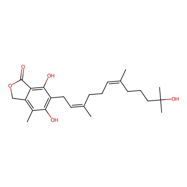 2D Structure of 5,7-dihydroxy-6-(11-hydroxy-3,7,11-trimethyldodeca-2,6-dienyl)-4-methyl-3H-2-benzofuran-1-one