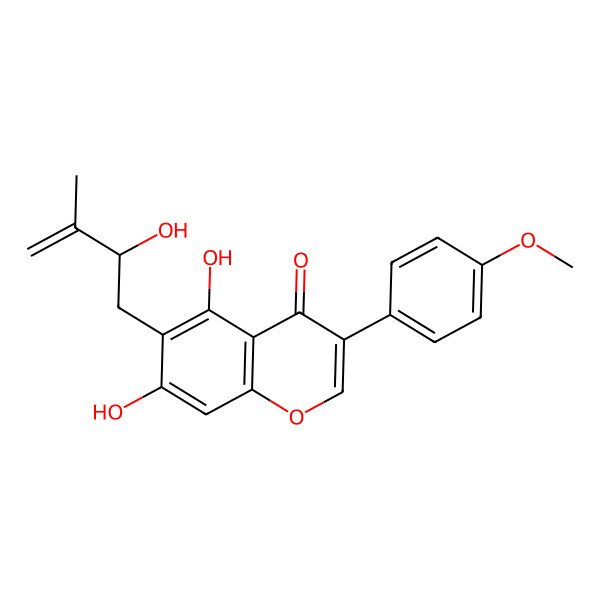 2D Structure of 5,7-Dihydroxy-6-(2''-Hydroxy-3''-Methylbut-3''-Enyl)-4'-Methoxylisoflavone