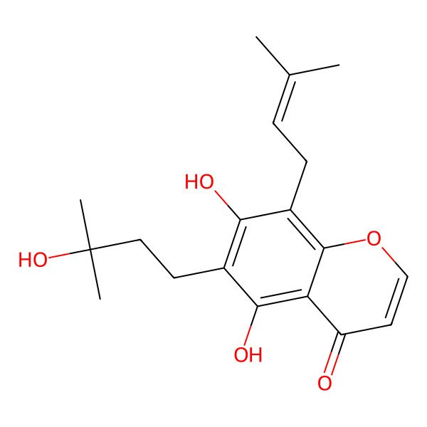 2D Structure of 5,7-Dihydroxy-6-(3-hydroxy-3-methylbutyl)-8-(3-methylbut-2-enyl)chromen-4-one
