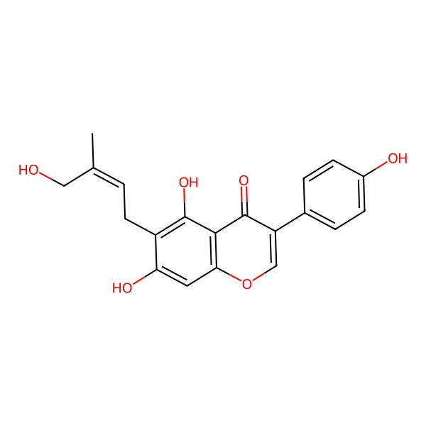 2D Structure of 5,7-Dihydroxy-6-(4-hydroxy-3-methylbut-2-enyl)-3-(4-hydroxyphenyl)chromen-4-one