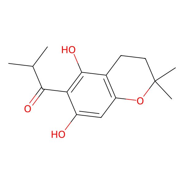 2D Structure of 5,7-Dihydroxy-6-isobutyryl-2,2-dimethylchroman