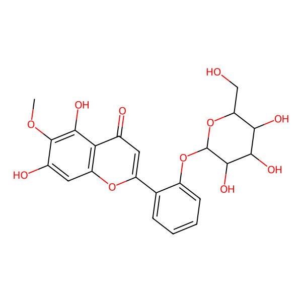 2D Structure of 5,7-Dihydroxy-6-methoxy-2-[2-[3,4,5-trihydroxy-6-(hydroxymethyl)oxan-2-yl]oxyphenyl]chromen-4-one