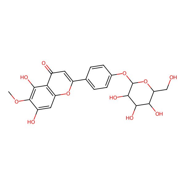 2D Structure of 5,7-Dihydroxy-6-methoxy-2-[4-[3,4,5-trihydroxy-6-(hydroxymethyl)oxan-2-yl]oxyphenyl]chromen-4-one