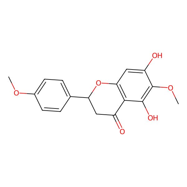 2D Structure of 5,7-Dihydroxy-6-methoxy-2-(4-methoxyphenyl)-2,3-dihydrochromen-4-one 2D Structure of 5,7-Dihydroxy-6-methoxy-2-(4-methoxyphenyl)-2,3-dihydrochromen-4-one