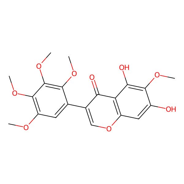 2D Structure of 5,7-Dihydroxy-6-methoxy-3-(2,3,4,5-tetramethoxyphenyl)chromen-4-one