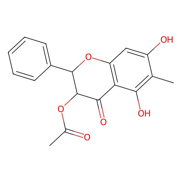2D Structure of (5,7-Dihydroxy-6-methyl-4-oxo-2-phenyl-2,3-dihydrochromen-3-yl) acetate