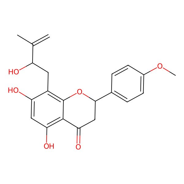 2D Structure of 5,7-Dihydroxy-8-(2-hydroxy-3-methylbut-3-enyl)-2-(4-methoxyphenyl)-2,3-dihydrochromen-4-one
