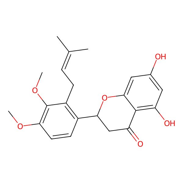 2D Structure of 5,7-Dihydroxy-8-(3-methyl-but-2-enyl)-2-phenyl-1-benzopyran-4-one