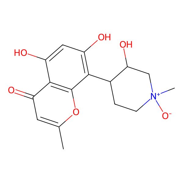 2D Structure of 5,7-dihydroxy-8-[(3S,4R)-3-hydroxy-1-methyl-1-oxidopiperidin-1-ium-4-yl]-2-methylchromen-4-one