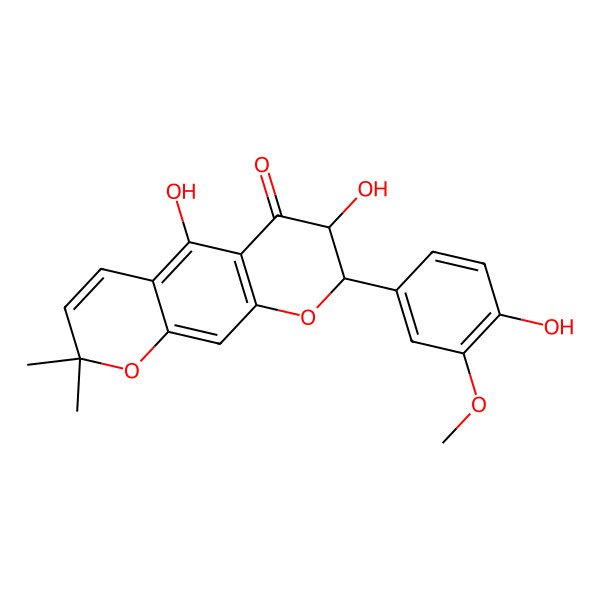 2D Structure of 5,7-Dihydroxy-8-(4-hydroxy-3-methoxyphenyl)-2,2-dimethyl-7,8-dihydropyrano[3,2-g]chromen-6-one