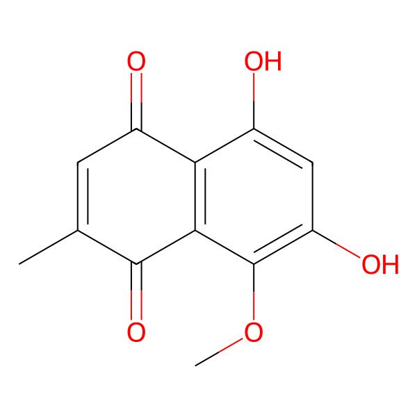 2D Structure of 5,7-Dihydroxy-8-methoxy-2-methyl-1,4-naphthalenedione