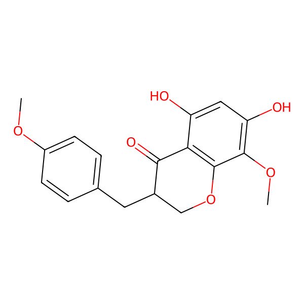 2D Structure of 5,7-Dihydroxy-8-methoxy-3-[(4-methoxyphenyl)methyl]-2,3-dihydrochromen-4-one