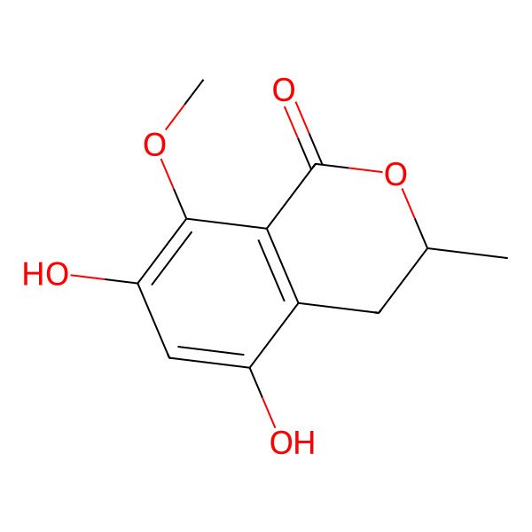 2D Structure of 5,7-Dihydroxy-8-methoxy-3-methyl-3,4-dihydroisochromen-1-one