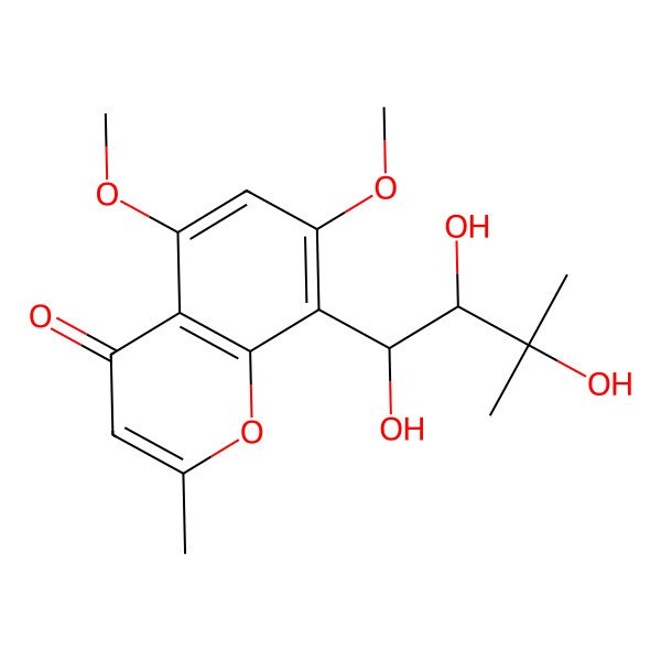 2D Structure of 5,7-Dimethoxy-2-methyl-8-(1,2,3-trihydroxy-3-methylbutyl)chromen-4-one 2D Structure of 5,7-Dimethoxy-2-methyl-8-(1,2,3-trihydroxy-3-methylbutyl)chromen-4-one
