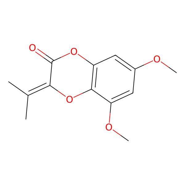 2D Structure of 5,7-Dimethoxy-3-propan-2-ylidene-1,4-benzodioxin-2-one 2D Structure of 5,7-Dimethoxy-3-propan-2-ylidene-1,4-benzodioxin-2-one