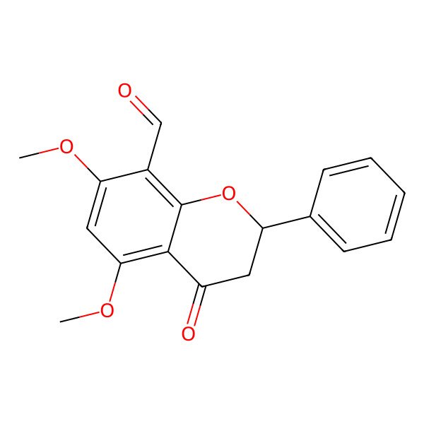 2D Structure of 5,7-Dimethoxy-4-oxo-2-phenyl-2,3-dihydrochromene-8-carbaldehyde