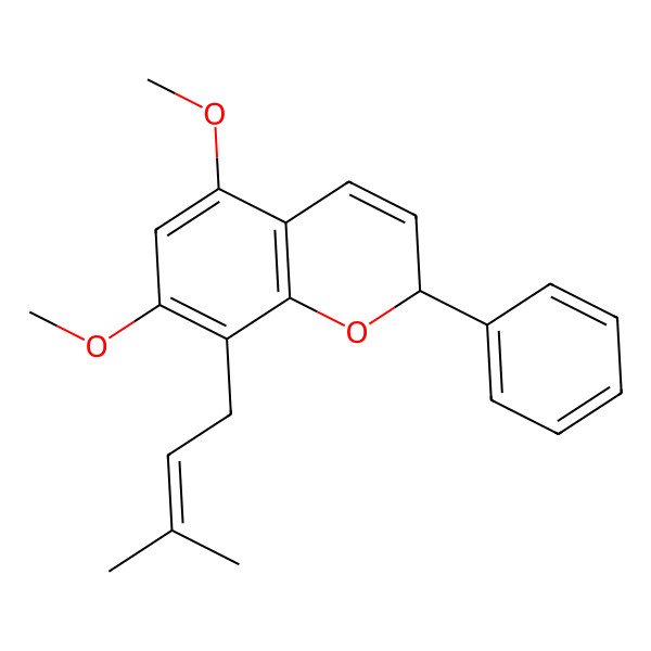 2D Structure of 5,7-dimethoxy-8-(3-methylbut-2-enyl)-2-phenyl-2H-chromene