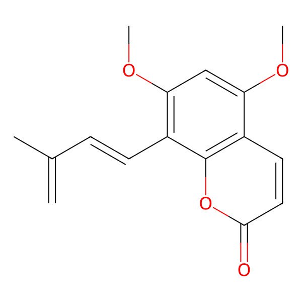 2D Structure of 5,7-Dimethoxy-8-(3-methylbuta-1,3-dienyl)chromen-2-one 2D Structure of 5,7-Dimethoxy-8-(3-methylbuta-1,3-dienyl)chromen-2-one