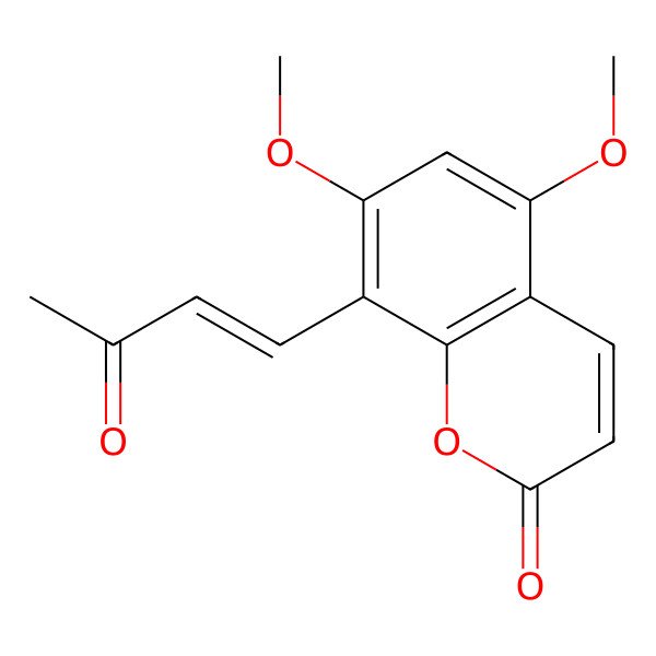2D Structure of 5,7-Dimethoxy-8-(3-oxobut-1-enyl)chromen-2-one 2D Structure of 5,7-Dimethoxy-8-(3-oxobut-1-enyl)chromen-2-one
