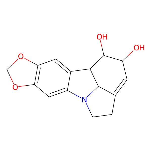 2D Structure of 5,7-Dioxa-11-azapentacyclo[9.6.1.02,10.04,8.014,18]octadeca-2,4(8),9,14-tetraene-16,17-diol