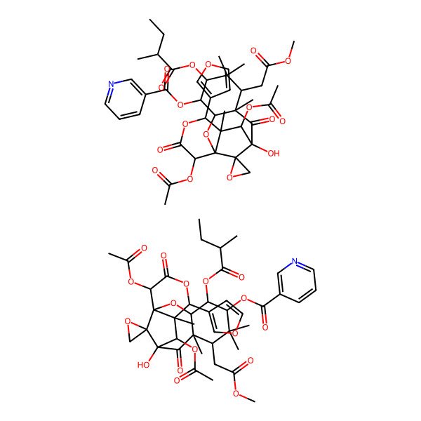 2D Structure of [11,16-Diacetyloxy-13-(furan-3-yl)-10-hydroxy-7-(2-methoxy-2-oxoethyl)-6,6,8,12-tetramethyl-4-(2-methylbutanoyloxy)-9,15-dioxospiro[2,14-dioxatetracyclo[8.6.1.01,12.03,8]heptadecane-17,2'-oxirane]-5-yl] pyridine-3-carboxylate;[11,16-diacetyloxy-13-(furan-3-yl)-10-hydroxy-7-(2-methoxy-2-oxoethyl)-6,6,8,12-tetramethyl-5-(2-methylbutanoyloxy)-9,15-dioxospiro[2,14-dioxatetracyclo[8.6.1.01,12.03,8]heptadecane-17,2'-oxirane]-4-yl] pyridine-3-carboxylate