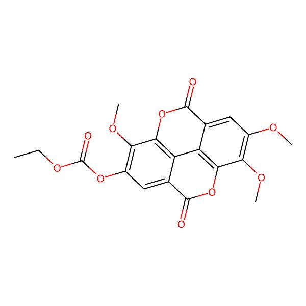 2D Structure of Ethyl (7,13,14-trimethoxy-3,10-dioxo-2,9-dioxatetracyclo[6.6.2.04,16.011,15]hexadeca-1(15),4,6,8(16),11,13-hexaen-6-yl) carbonate