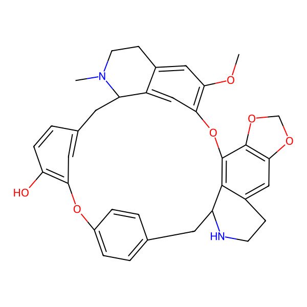 2D Structure of (14S,27R)-33-methoxy-28-methyl-2,5,7,20-tetraoxa-13,28-diazaoctacyclo[25.6.2.216,19.13,10.121,25.04,8.031,35.014,39]nonatriaconta-1(33),3(39),4(8),9,16(38),17,19(37),21,23,25(36),31,34-dodecaen-22-ol