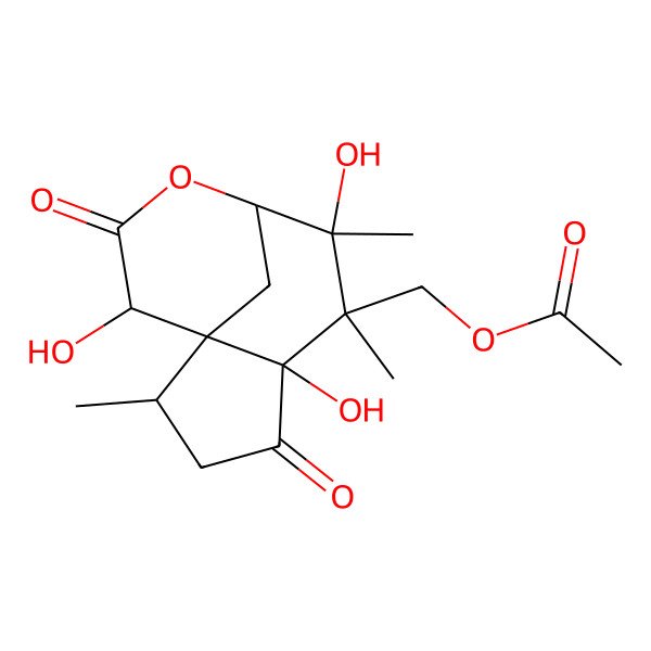 2D Structure of (5,7,11-Trihydroxy-2,6,7-trimethyl-4,10-dioxo-9-oxatricyclo[6.3.1.01,5]dodecan-6-yl)methyl acetate