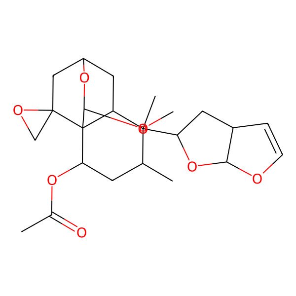 2D Structure of [5-(3a,4,5,6a-Tetrahydrofuro[2,3-b]furan-5-yl)-10-methoxy-4,5-dimethylspiro[9-oxatricyclo[6.2.2.01,6]dodecane-11,2'-oxirane]-2-yl] acetate
