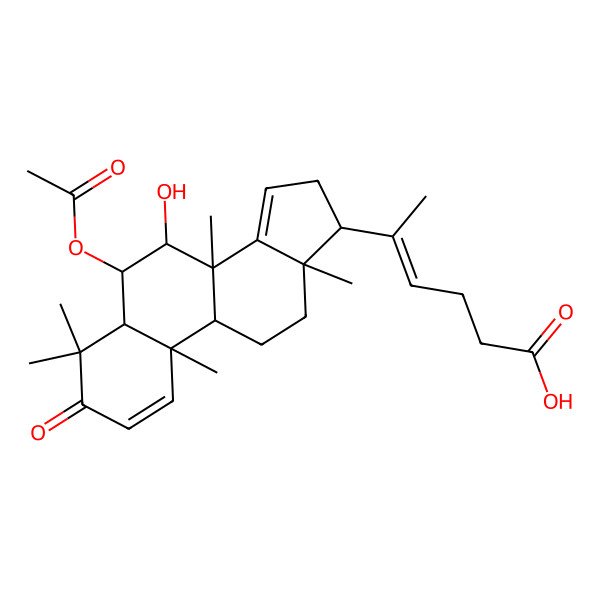2D Structure of (Z)-5-[(5R,6S,7S,8R,9R,10R,13S,17S)-6-acetyloxy-7-hydroxy-4,4,8,10,13-pentamethyl-3-oxo-5,6,7,9,11,12,16,17-octahydrocyclopenta[a]phenanthren-17-yl]hex-4-enoic acid